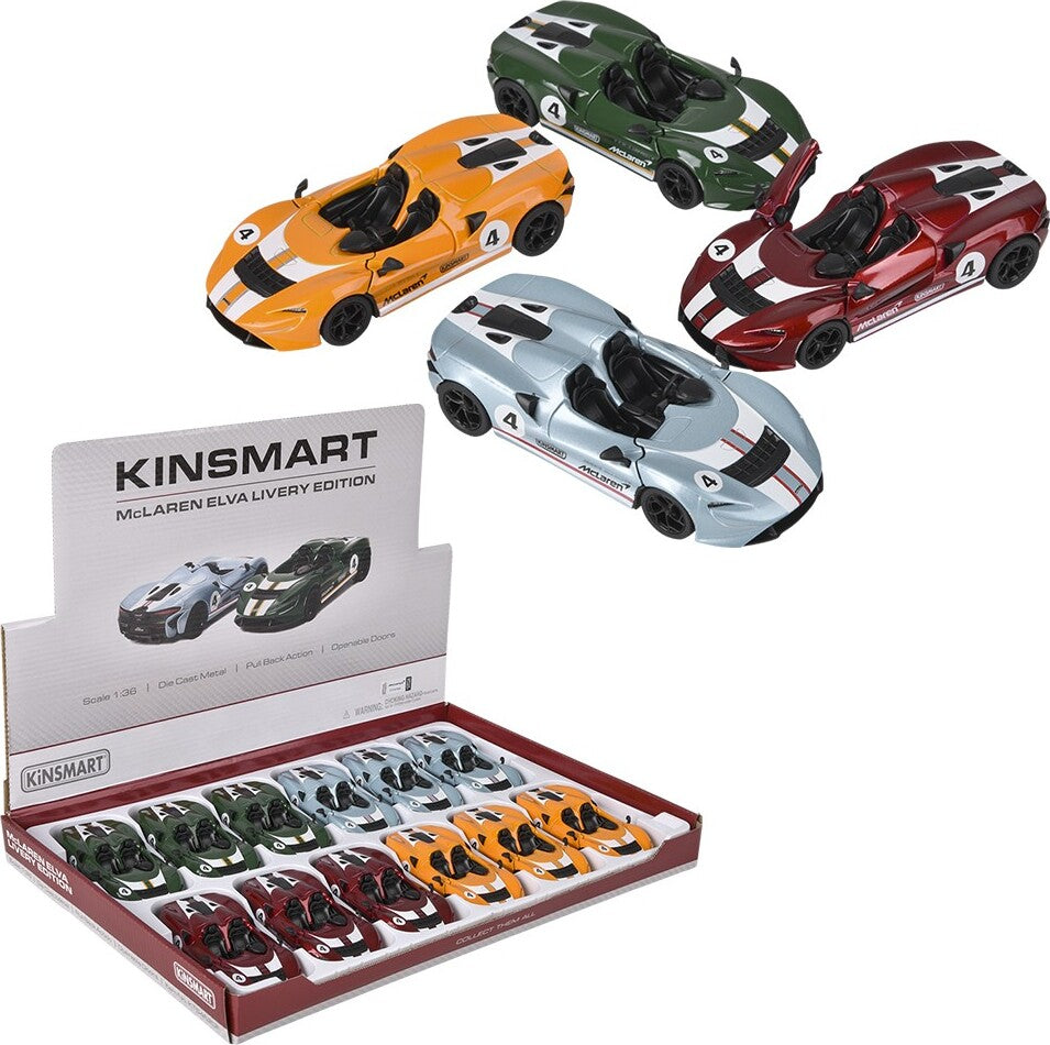 5" Diecast Pull Back Mclaren Elva Livery 12ct
