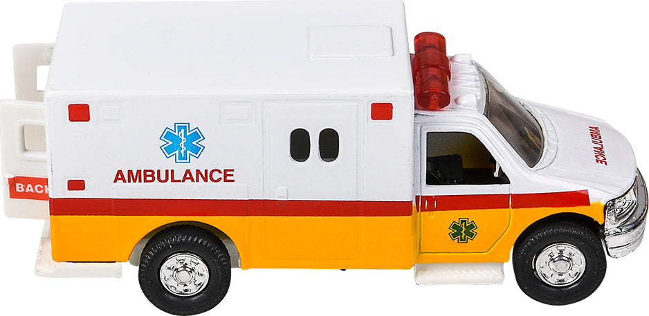 5" Die-cast Pull Back Rescue Ambulance