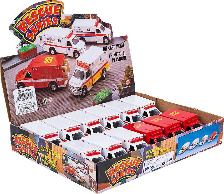 5" Die-cast Pull Back Rescue Ambulance