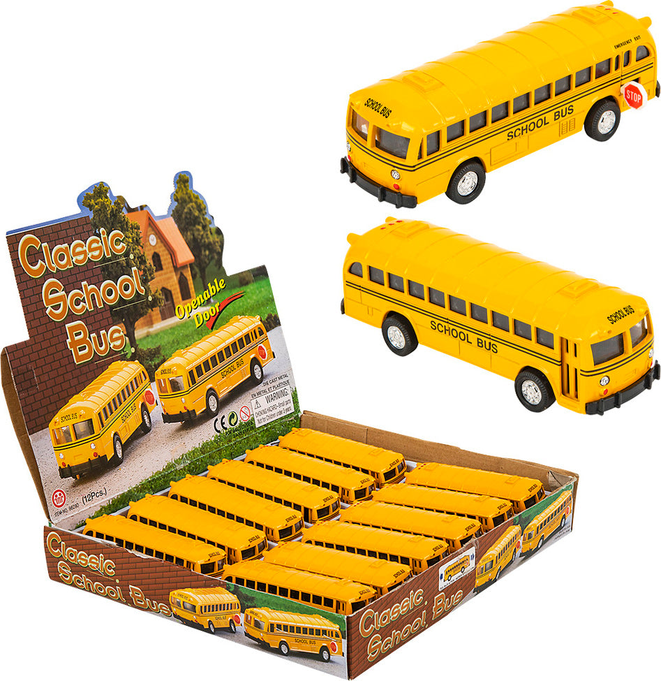 5" Die-cast Pull Back Classic School Bus 12/ Display