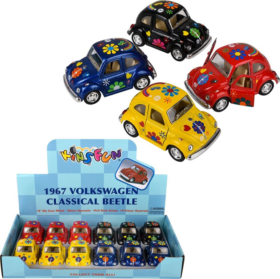 4" Diecast Pull Back 1967 VW Classic Beetle with Printing