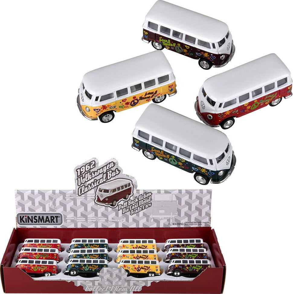 2.5" Diecast Pull Back 1962 VW Classic Bus/Printng