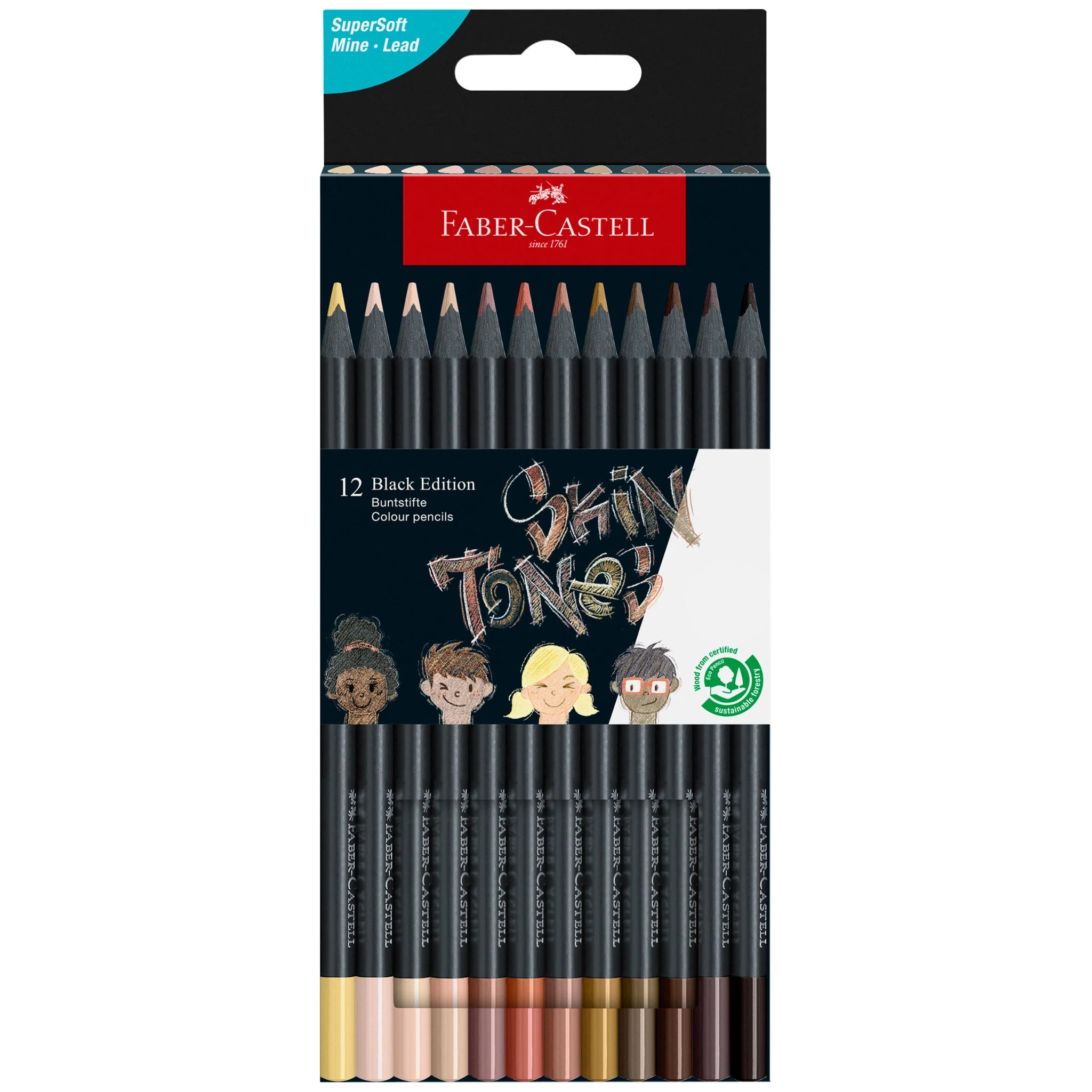 Black Edition Color Pencils Skin Tones 12ct