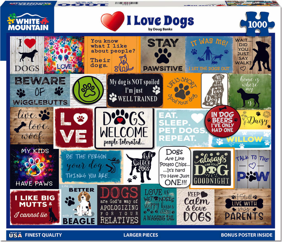 I Love Dogs - 1000 Piece Jigsaw Puzzle