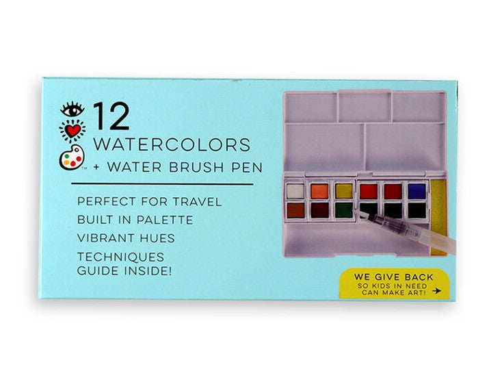 iHeart Art 12 Watercolors Paints and Brush Pen