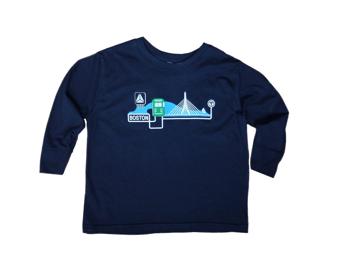 Toddler Green Line on the Charles Long Sleeve T-Shirt 4T