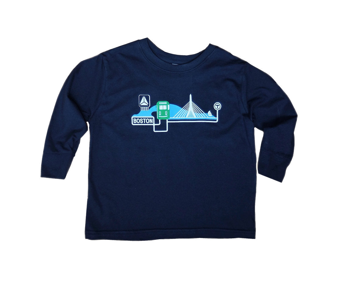 Toddler Green Line on the Charles Long Sleeve T-Shirt 2T