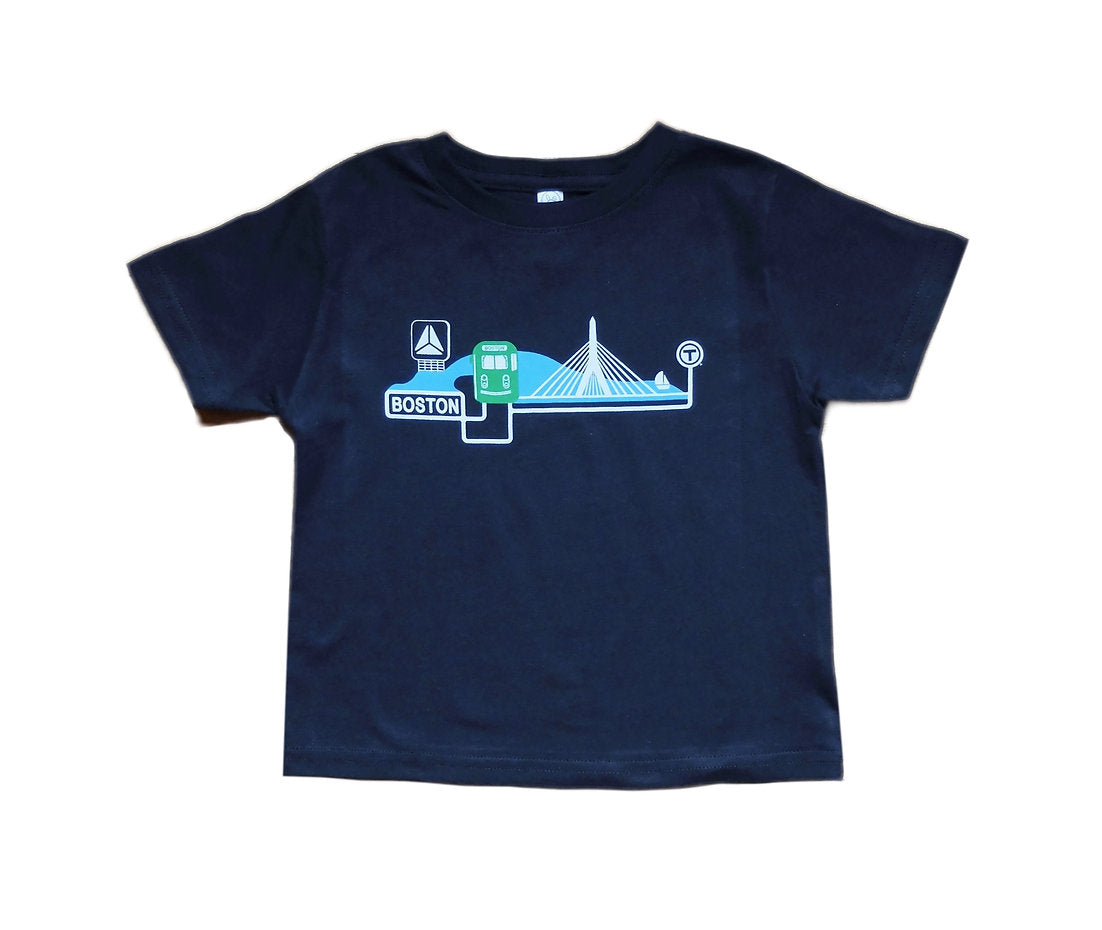 Green Line on the Charles Toddler T-shirt - Navy