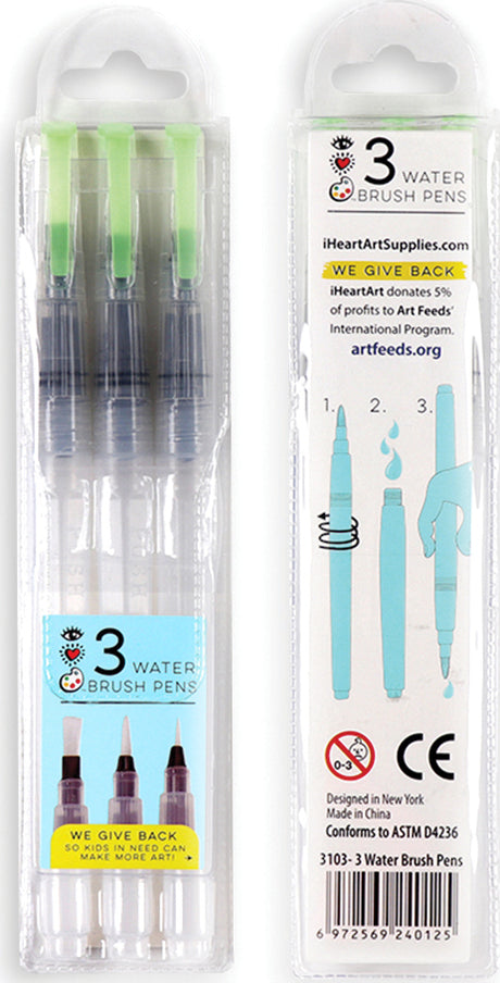 Iheartart 3 Water Brush Pens Self-moistening Portable Brushes