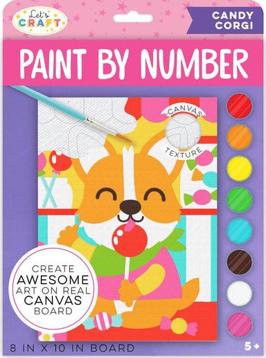 Let’s Craft Paint By Number Candy Corgi On Real Canvas