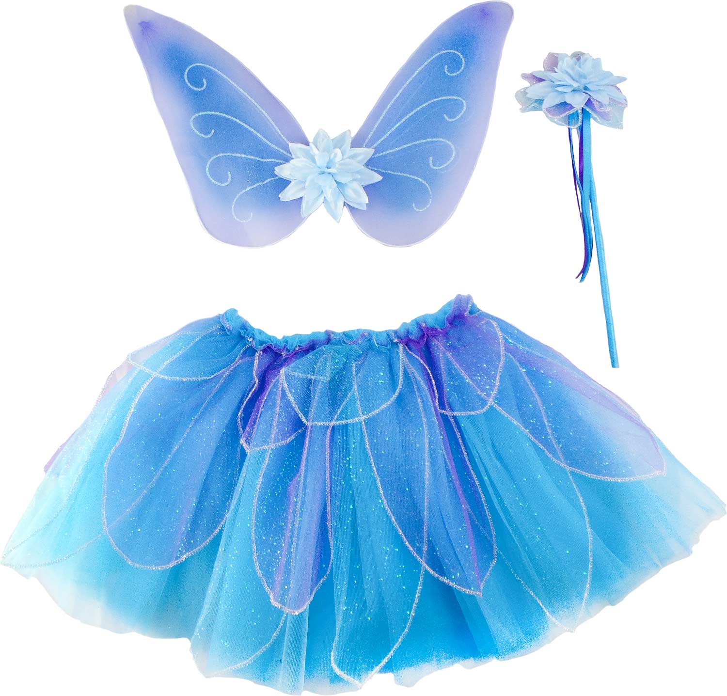 Fancy Flutter Skirt Set with Wings & Wand