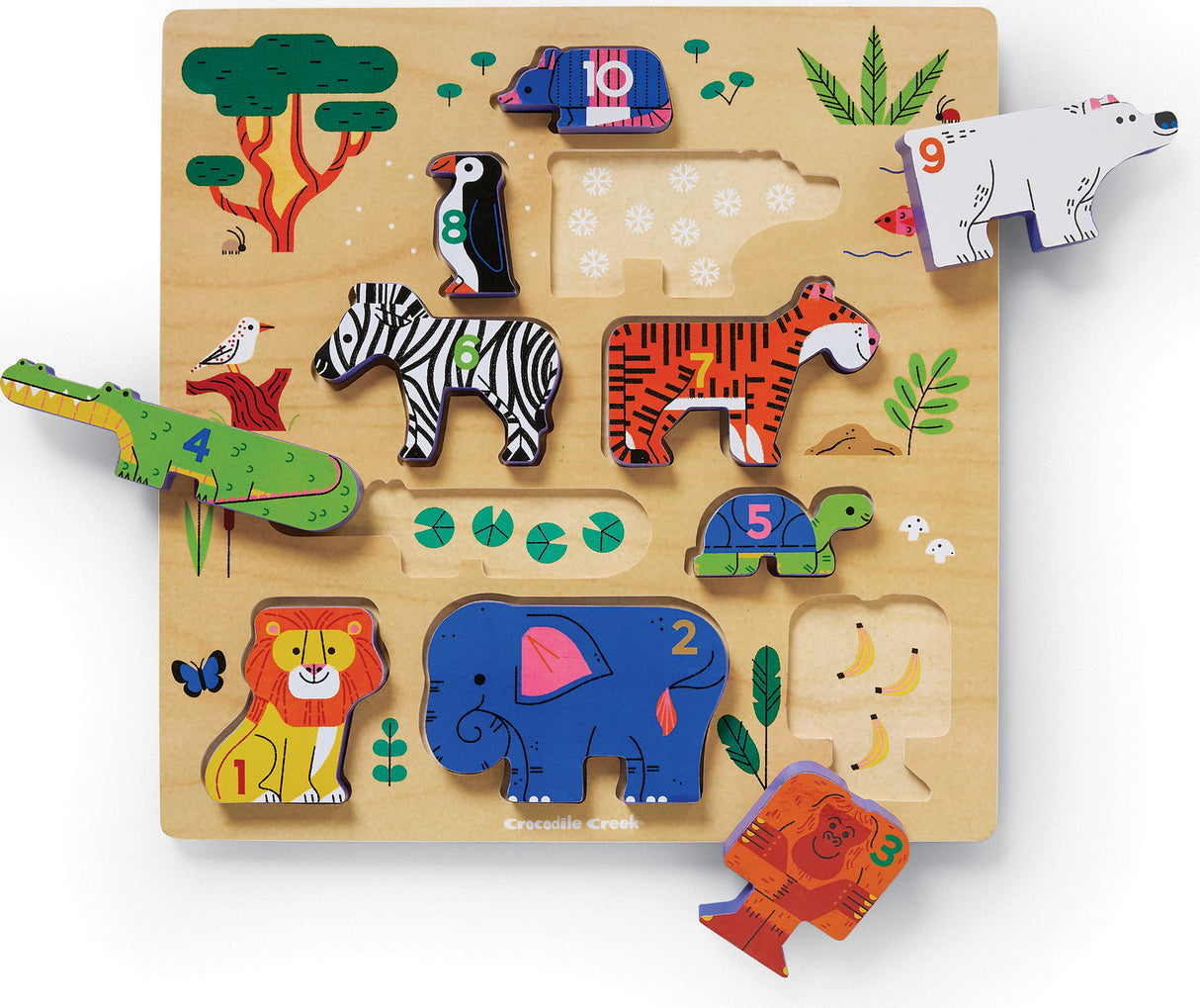 10-pc Stacking Wood Puzzle - 123 Zoo