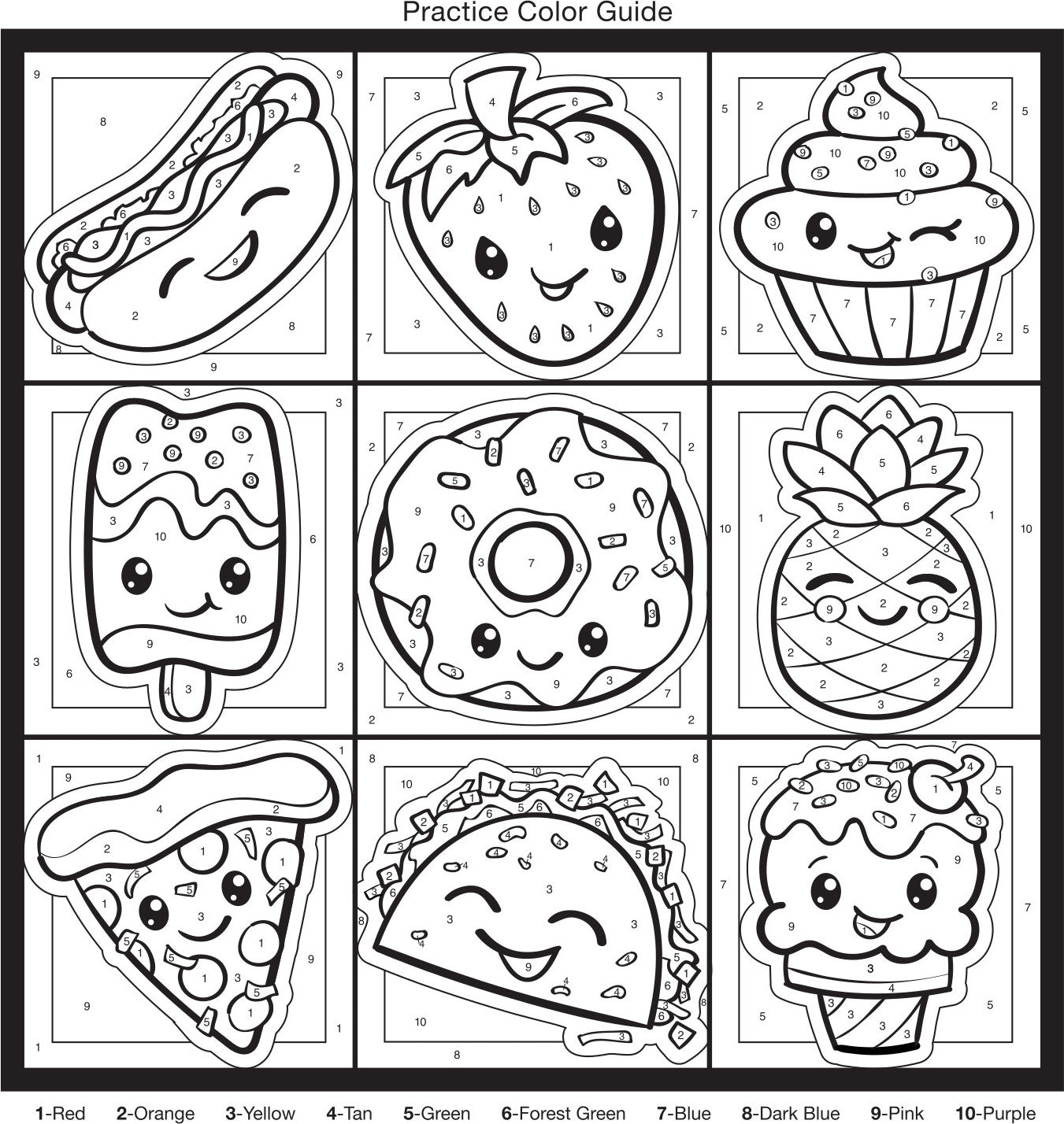 Color By Number Foodie Friends