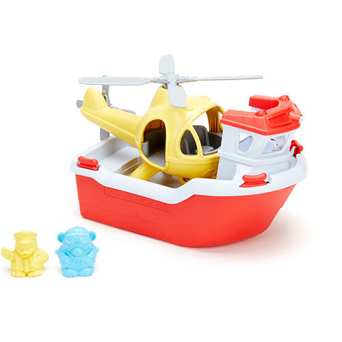 Green Toys Rescue Boat with Helicopter