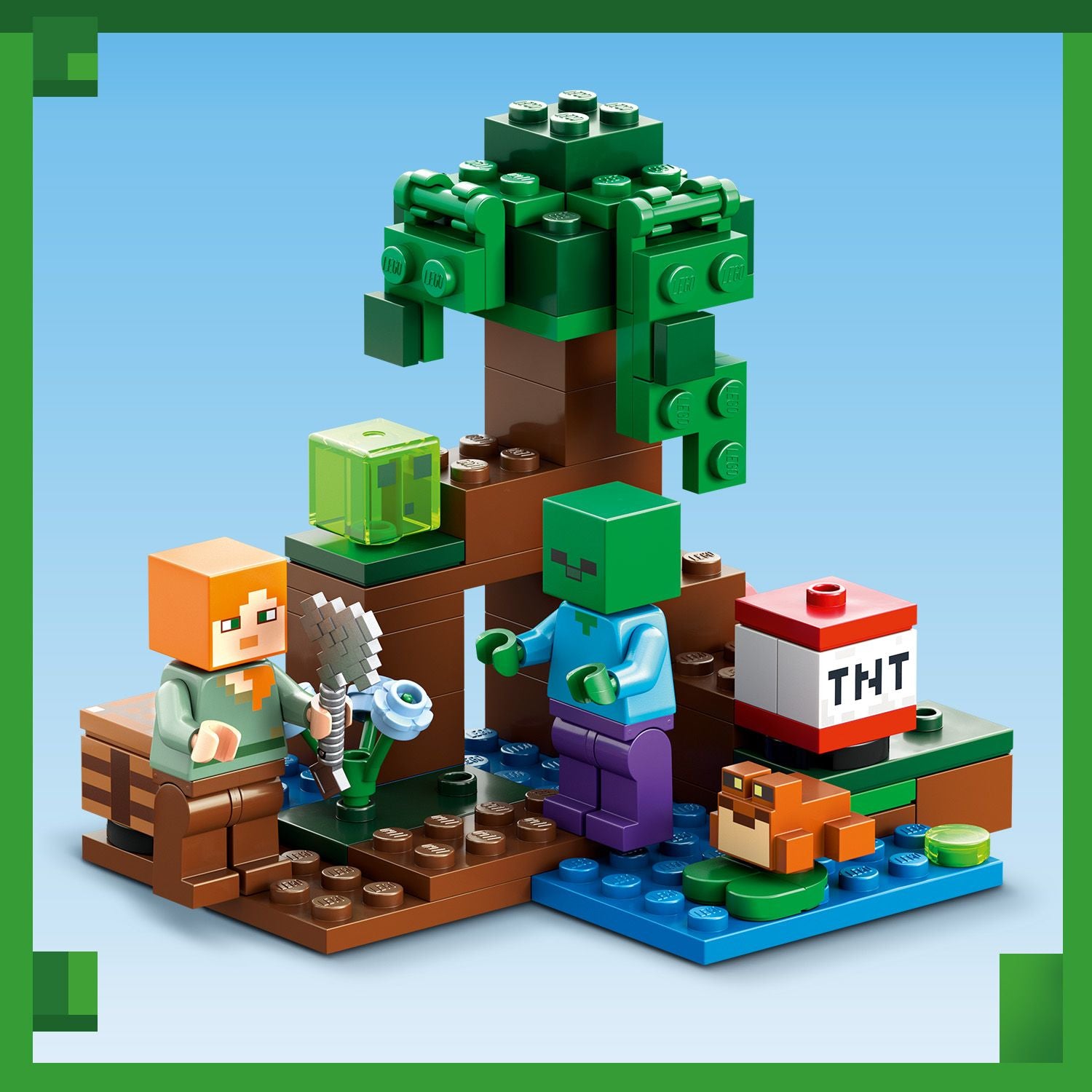 LEGO Minecraft The Swamp Adventure 21240, Building Game Construction Toy  with Alex and Zombie Figures in Biome, Birthday Gift Idea for Kids Ages 8+