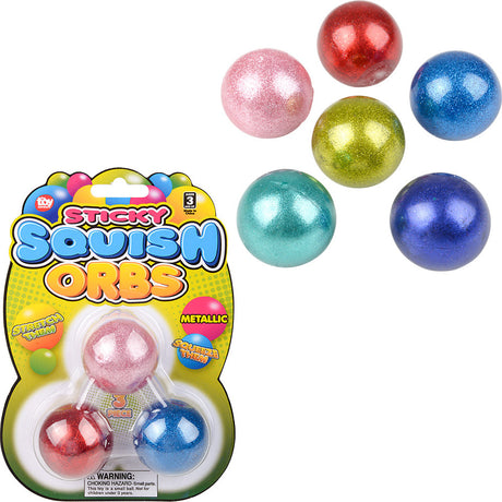 1.6" Squish Sticky Metallic Orbs