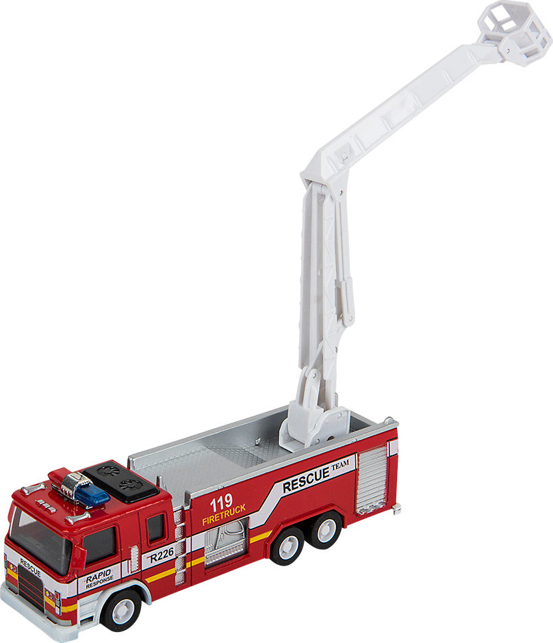 7" Die-cast Pull Back Light/ Sound Fire Engine 1:32 Scale