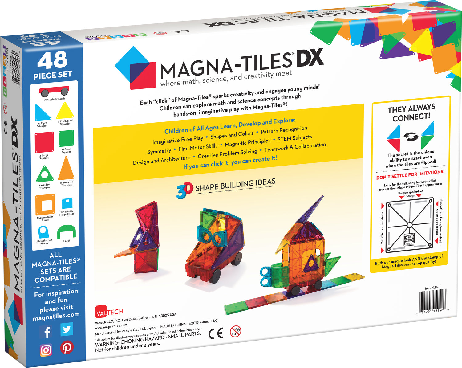 MAGNA-TILES® 148-Piece Magnetic Construction Set with FREE Storage