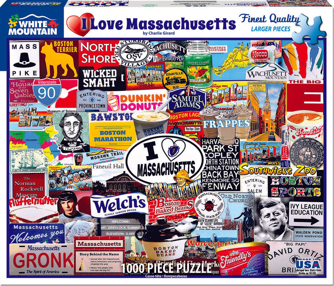 I Love Massachusetts - 1000 Piece - White Mountain Puzzles