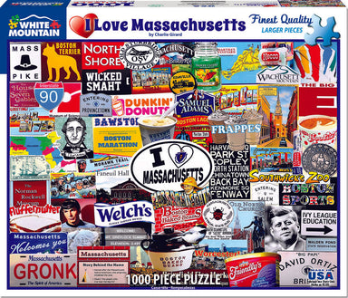 I Love Massachusetts - 1000 Piece - White Mountain Puzzles